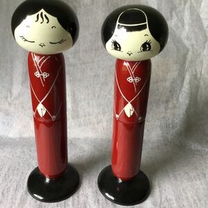 Rare 11” Vintage Japanese Kokeshi Doll/Box Pair